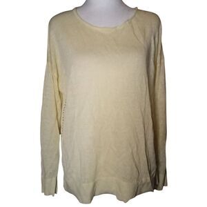 Haven Well Within Daffodil Yellow Loose Knit Linen Long Sleeve Size Medium